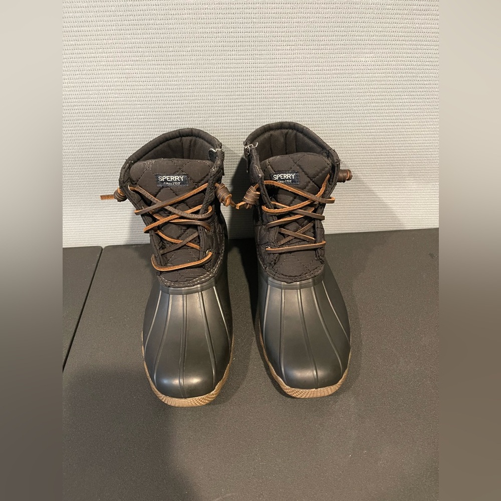 Sperry Black Matte Children Salwater Water Resistant Boots